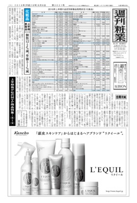 【週刊粧業】2016年上半期の品目別新製品発売状況(化粧品)